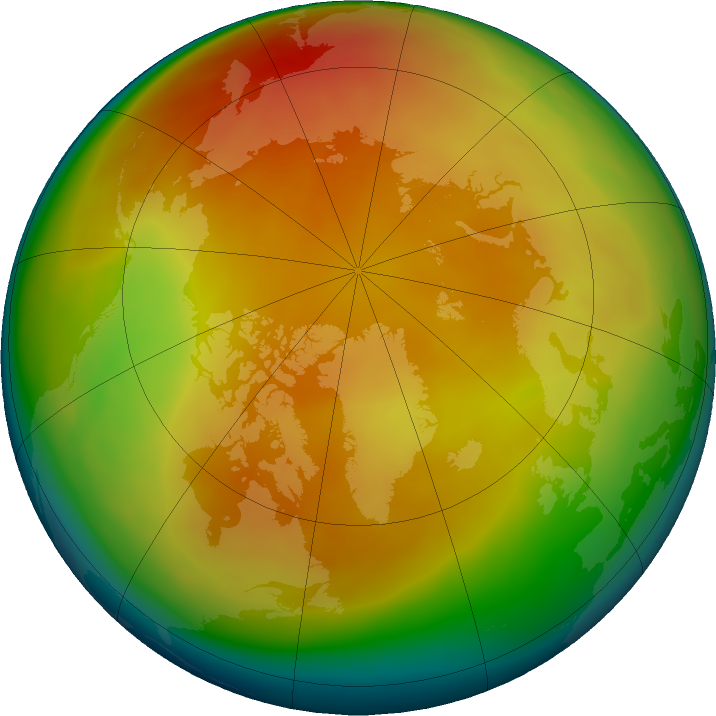 Arctic ozone map for March 2019